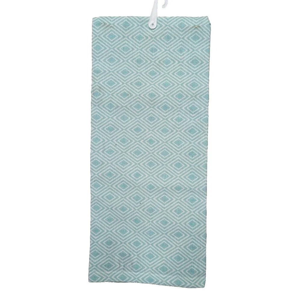 DII Seashells Kitchen Towel Embroidered Applique Rick Rack Trim Blue Beige Gift